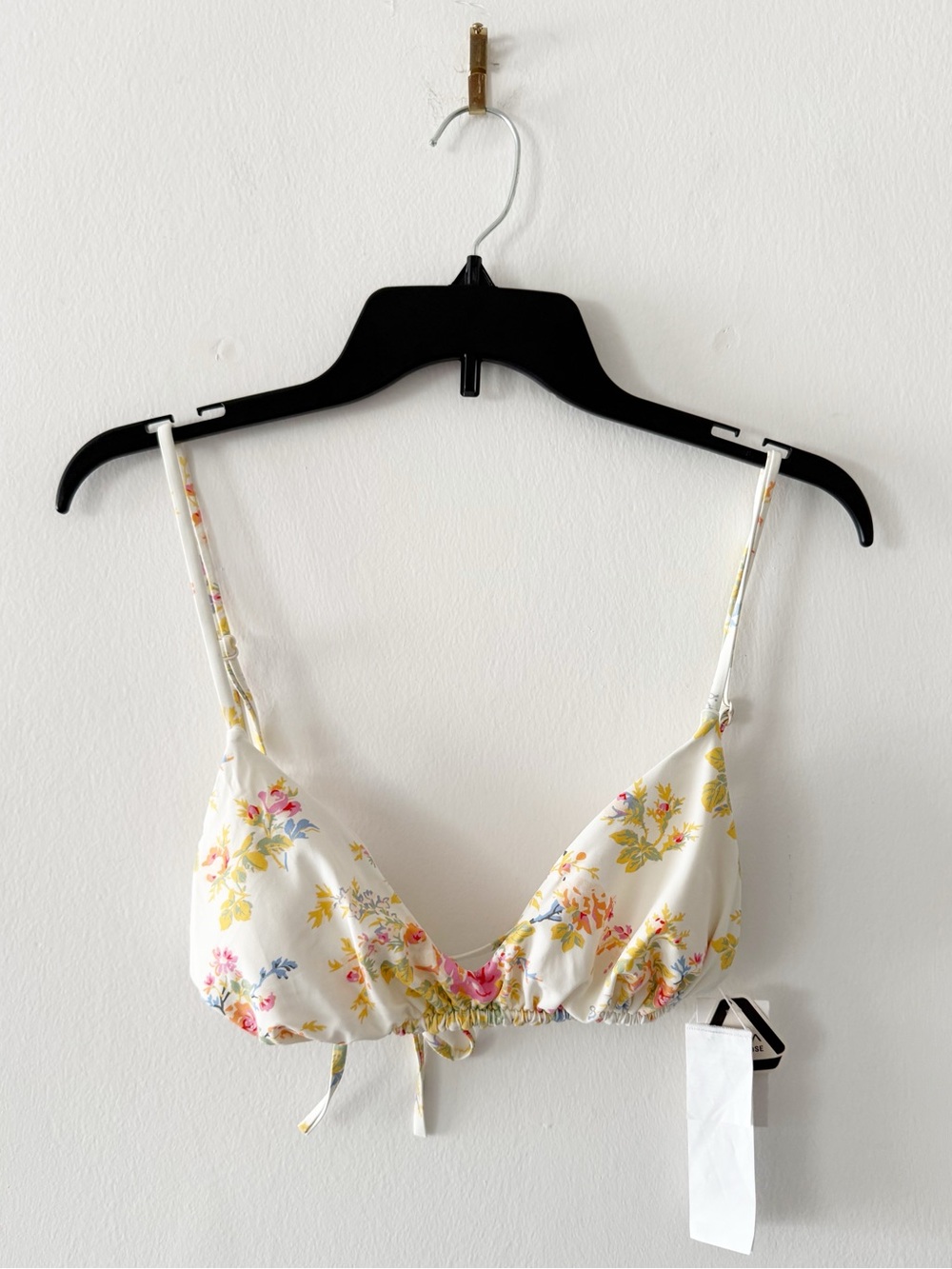 NEW RVCA Mary Trilette Cream Floral Bikini Swimsuit Top Size Large (L/12)
